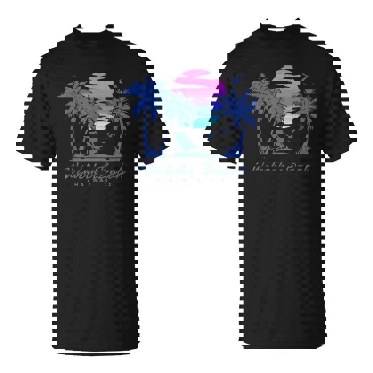 ワイキキ ビーチ ハワイ レトロ ヴィンテージ サンセット ファミリー バケーション Tシャツ