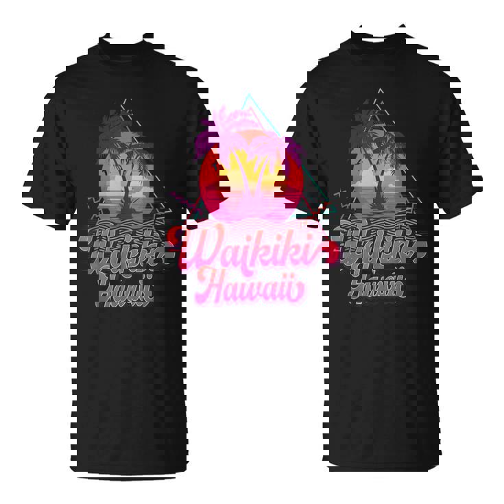 ワイキキ ビーチ バケーション ハワイ サーフ サンセット サーファー レトロ 80年代 Tシャツ