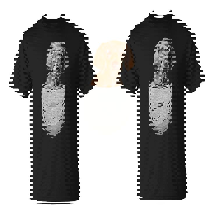 ワイマラナーラナー胸ポケット犬の飼い主 Tシャツ