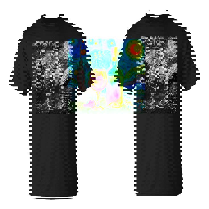 ワイン 酒 面白いtシャツ ゴッホ 星月夜 飲み おもしろ 飲み会 のんべえ メンズ 居酒屋 ネタ Tシャツ