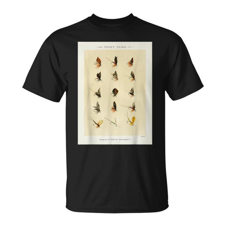 ヴィンテージ トラウトフィッシング フライ メアリーオービス フィッシャーマンアート Tシャツ