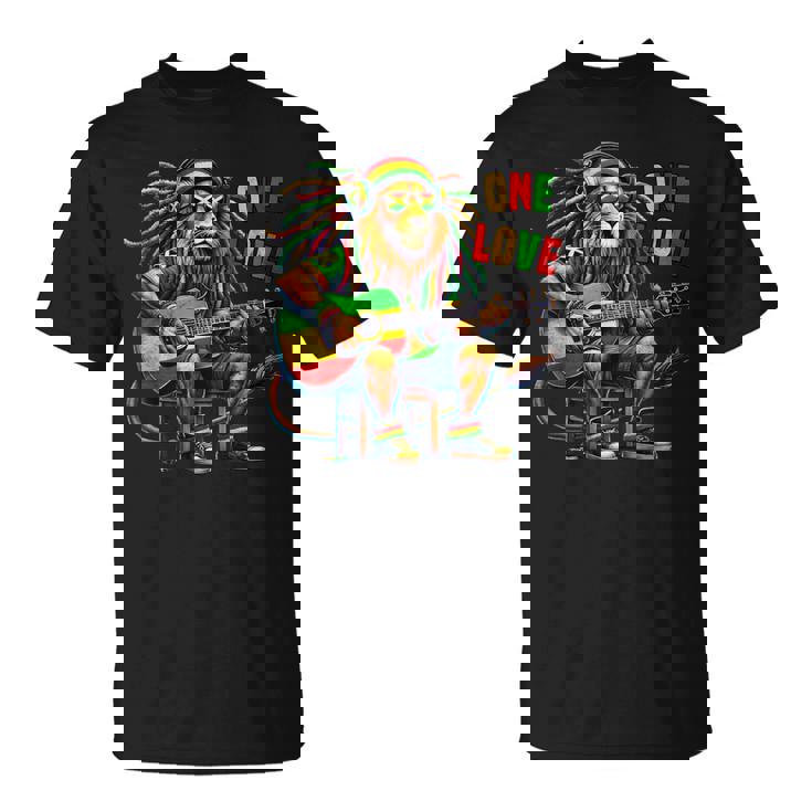 ヴィンテージ ラスタ ライオン レゲエ 音楽 One Loveibe ギター グラフィック Tシャツ