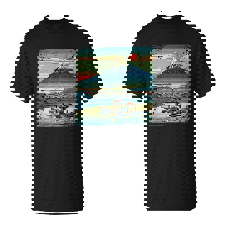 ヴィンテージ 日本の富士山 山に昇る太陽 Tシャツ
