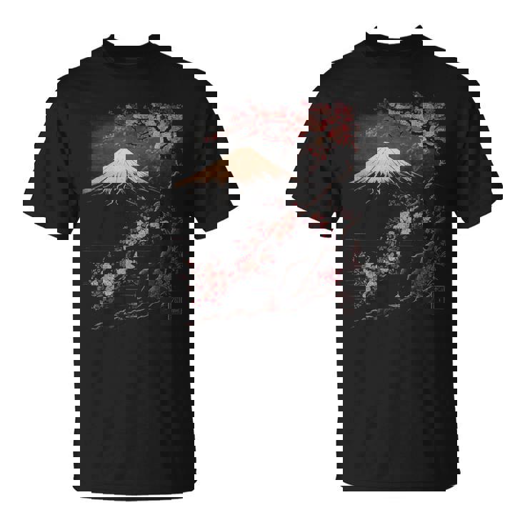 ヴィンテージ 桜 富士山 日本アート 日本 グラフィック Tシャツ