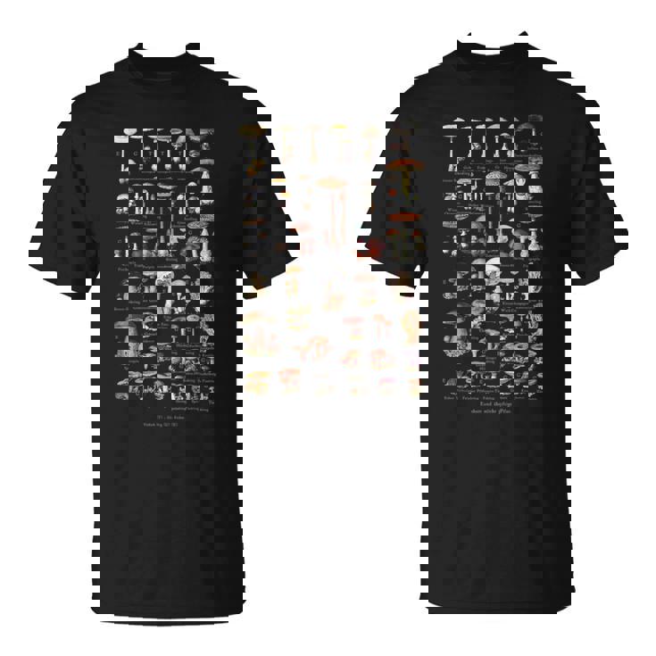ヴィンテージキノコドイツ語の名前キノコ狩り Tシャツ