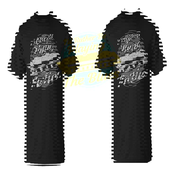ヴィンテージスタイルの音楽家ハーモニカ ブルース Tシャツ