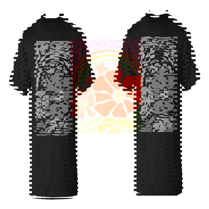 ヴィンテージフラワーレトロルックナチュラルヒッピーバイブ。 Tシャツ