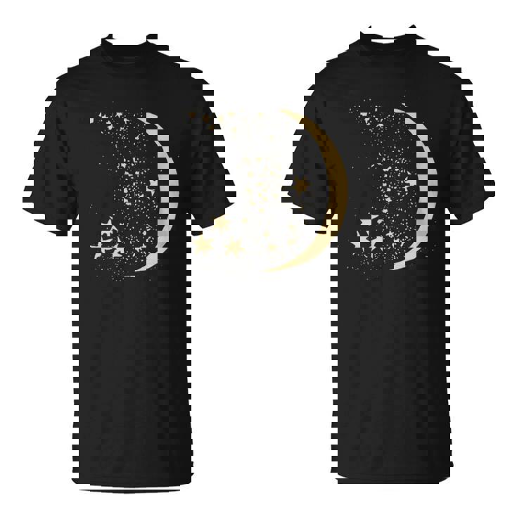ヴィンテージ三日月と星宇宙アートイラストtシャツ Tシャツ