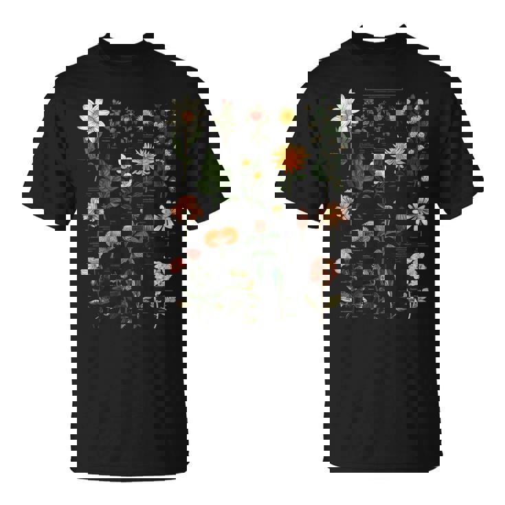 ヴィンテージ風フラワーボタニカルチャートグラフィックtシャツ Tシャツ
