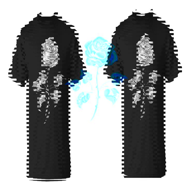 一輪挿し 青いバラ かわいい 青いバラ 花 ガーデニング Tシャツ