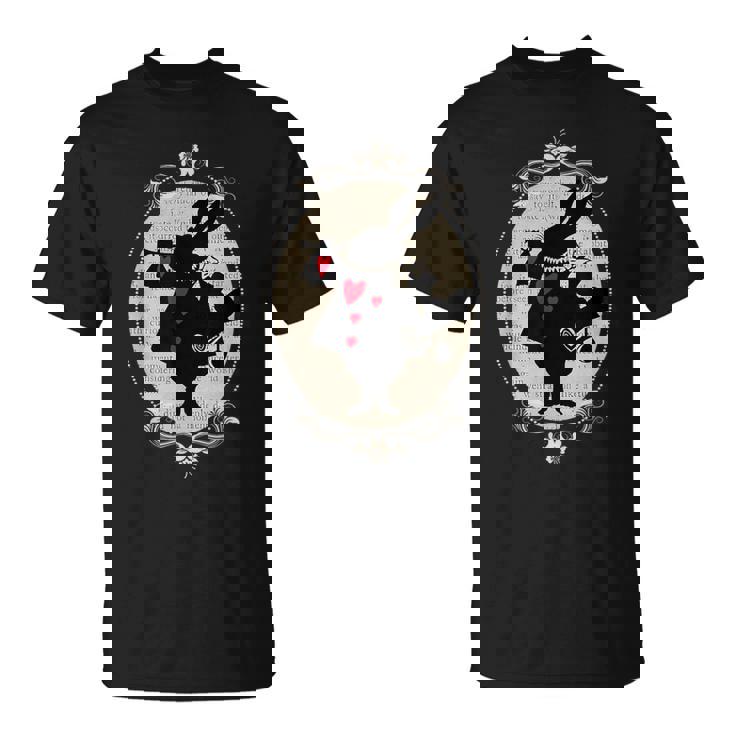 不思議の国のアリス ホワイトラビット ビンテージブック デザイン Tシャツ