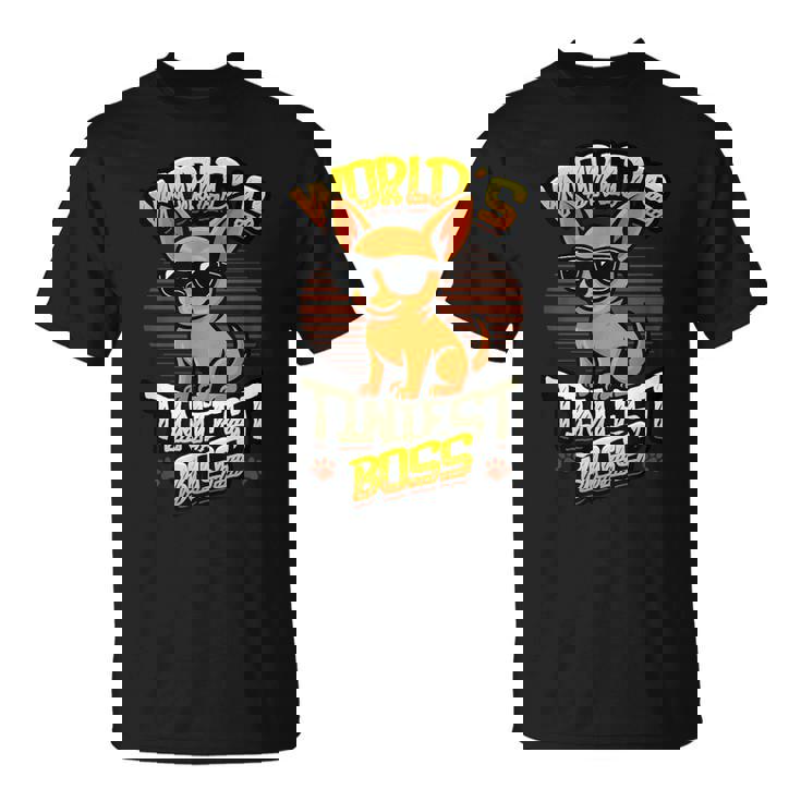 世界で最も小さなボス面白いチワワ Tシャツ
