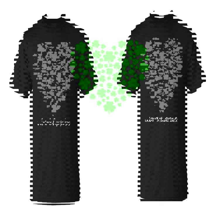 世界中の幸せを願う 可愛い ハート クローバー 反戦 平和 Tシャツ