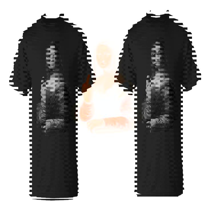 中指軽量グラフィックのモナリザ Tシャツ