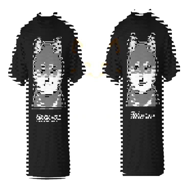 丸顔の黒柴さんのドット絵 長袖tシャツ Tシャツ