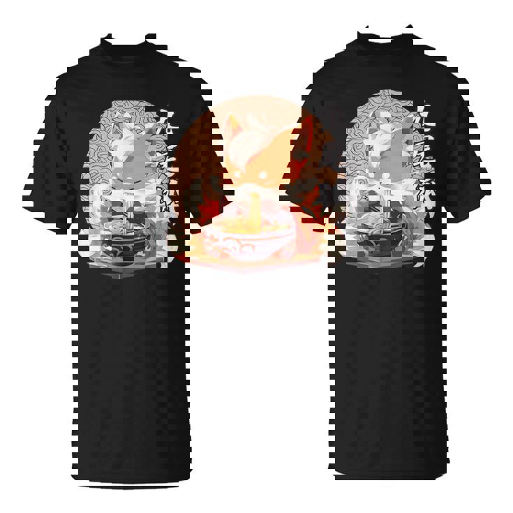 九尾の狐、ラーメンを食べる九尾の狐 Tシャツ