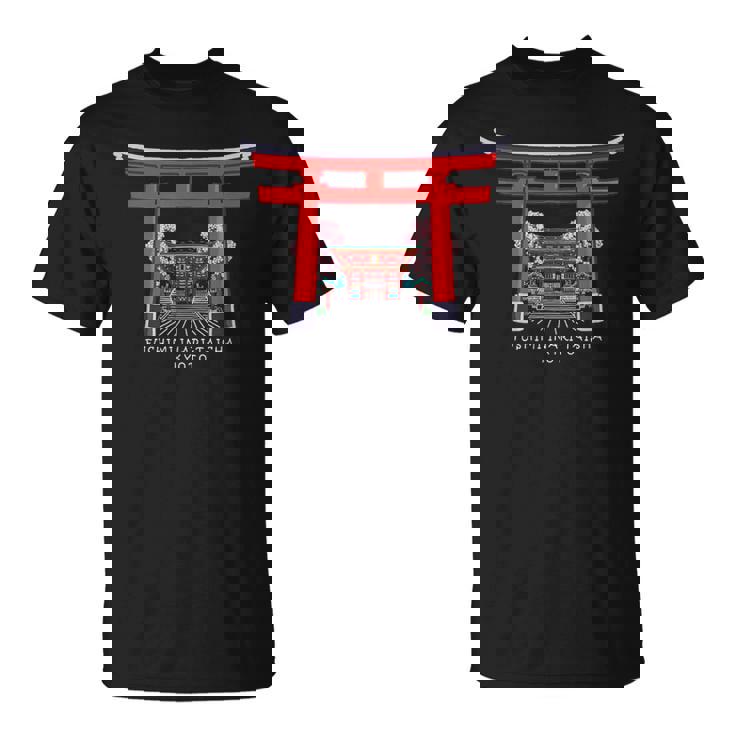 京都、日本、鳥居伏見稲荷大社、手描きデッサン Tシャツ