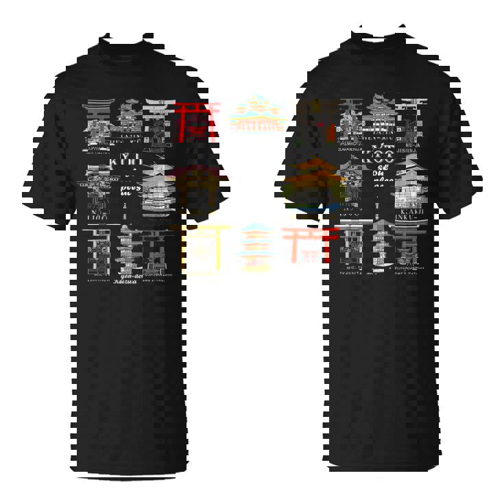 京都・伏見稲荷大社・平安神宮・下鴨神社・地主神社・御金神社・金閣寺・清水寺・二条城 Tシャツ