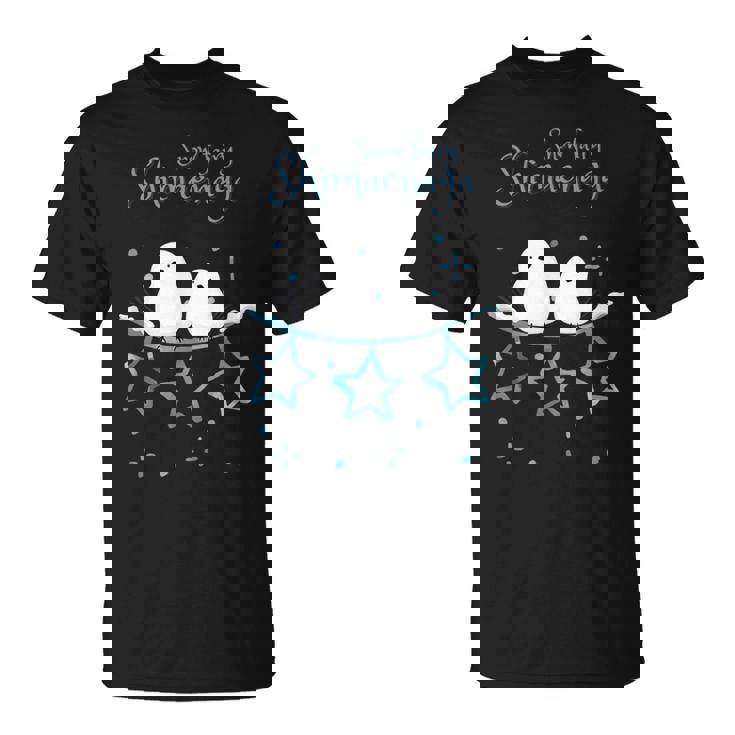 人気話題 シマエナガの親子 雪 雪の結晶 妖精 北海道 日本の野鳥 星 白い小鳥 星 Tシャツ