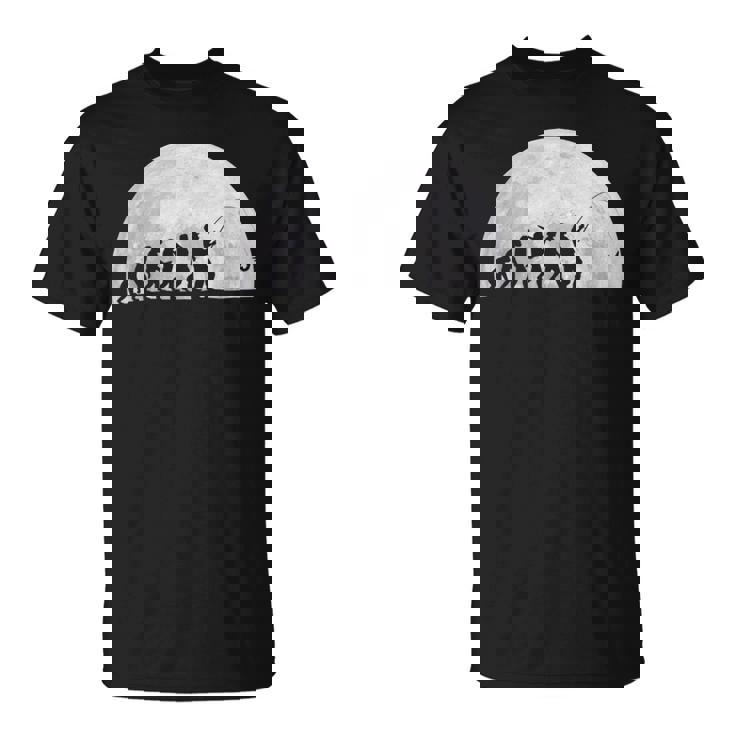 人類の進化 釣り竿 漁師 釣り人 面白い 釣り フィッシング 満月 サプライズ おもしろ アイデア 釣り Tシャツ