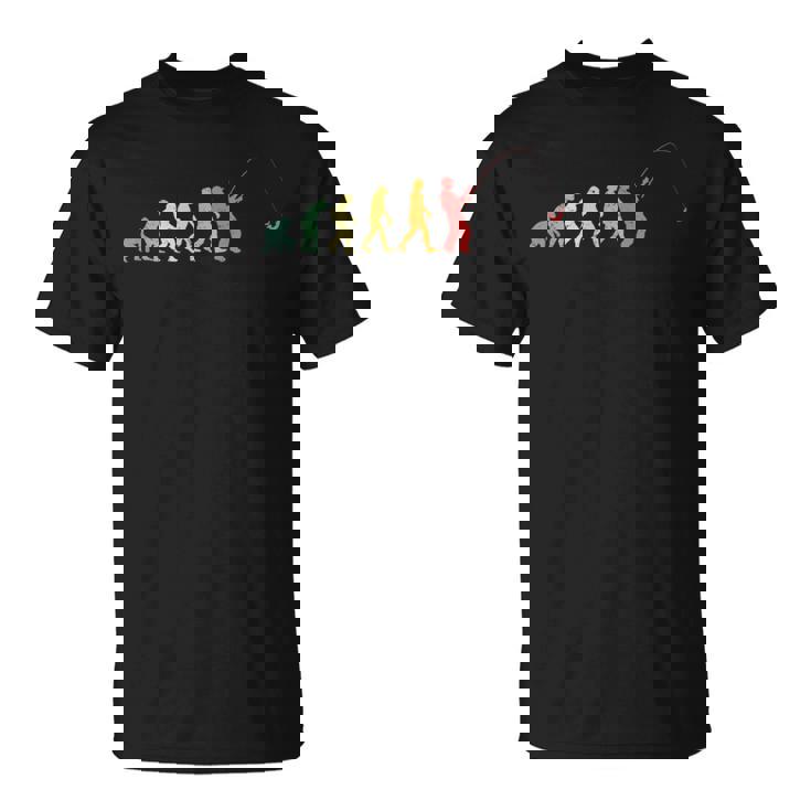 人類の進化 釣り竿 漁師 釣り人 面白い 釣りバカ フィッシング 漁師 海 川 船 おもしろ 釣り堀 趣味 釣り Tシャツ