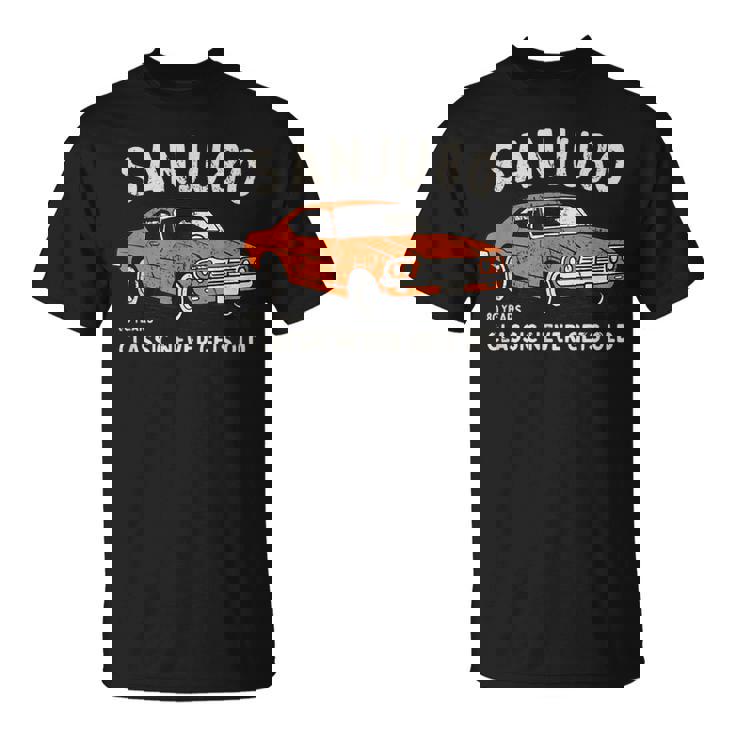 傘寿祝い 車好き お父さん 男性 クラシックカー 80歳 Classic Never Gets Old Tシャツ