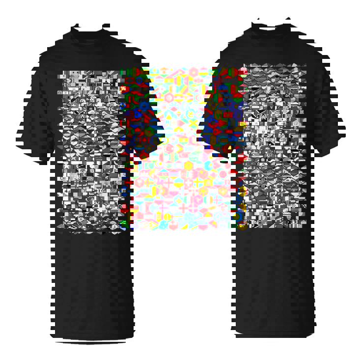 六角形の世界旗、国旗tシャツ Tシャツ