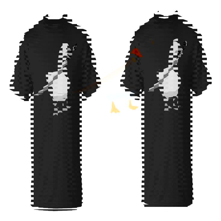 刀を持ったアヒルと剣を持つアヒル 刀包丁 ガチョウ Tシャツ