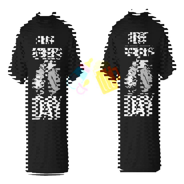 初めての父の日 ビール ミルク 新しいお父さん お父さん 若い親 Tシャツ