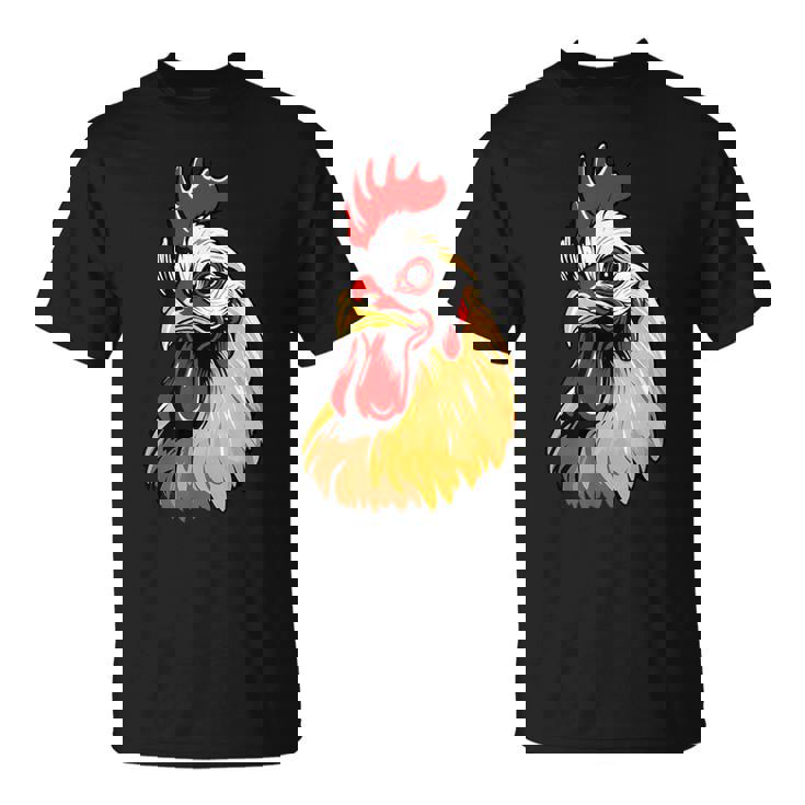 動物愛好家のための大胆な農場の鶏の頭のアート Tシャツ