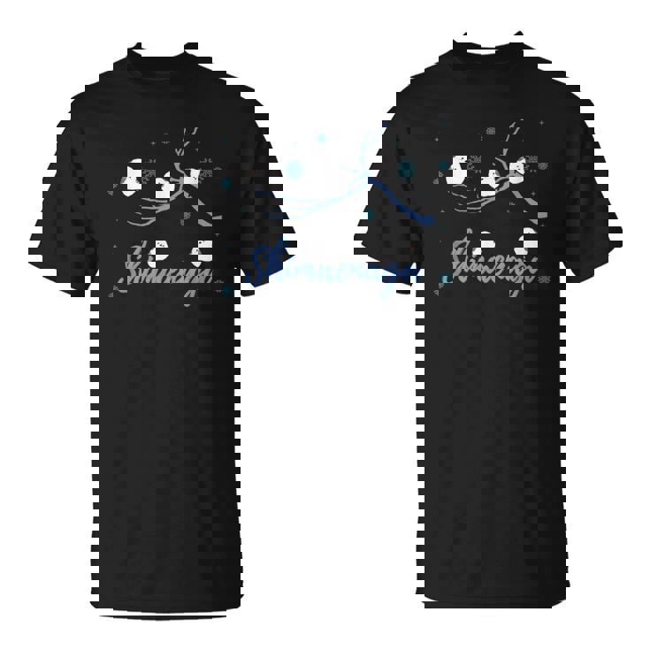 北海道 冬の風景 シマエナガのイラスト 雪の結晶 可愛い小鳥 Tシャツ