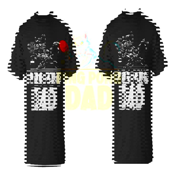 卓球 黒猫パパピンポン 黒猫ピンポン Tシャツ