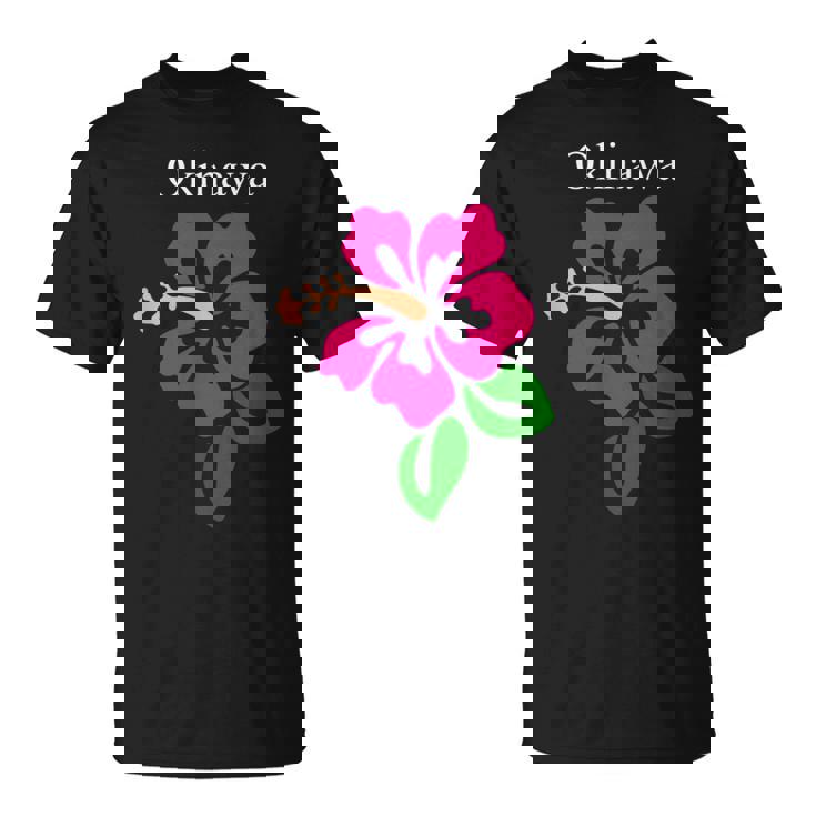 南国沖縄島パラダイス ハイビスカス アートイラスト Tシャツ