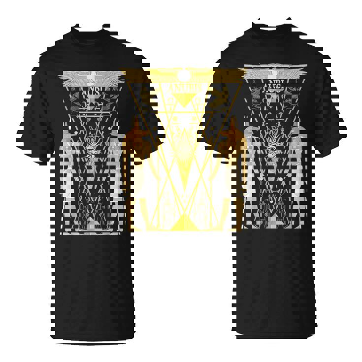 古代エジプトの神アヌビス ケメティックネーターアンプ Tシャツ