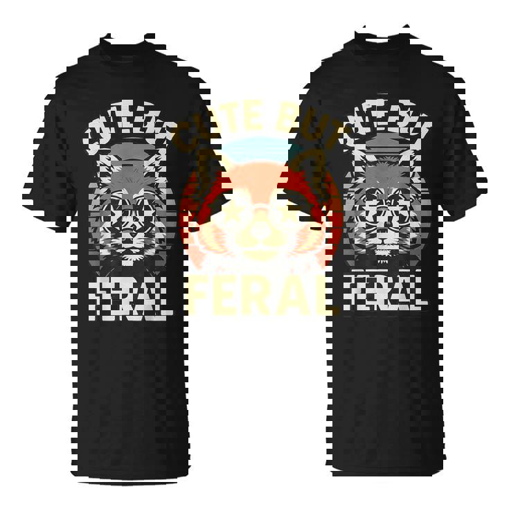 可愛いけどフェラル 面白い レトロ ビンテージ 星 シェード レッサーパンダ Tシャツ