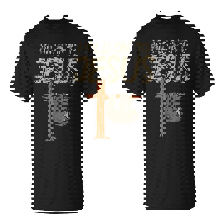 吊り下げナマケモノ ホールド オン イエス 神 クリスチャン メンズ レディース キッズ Tシャツ