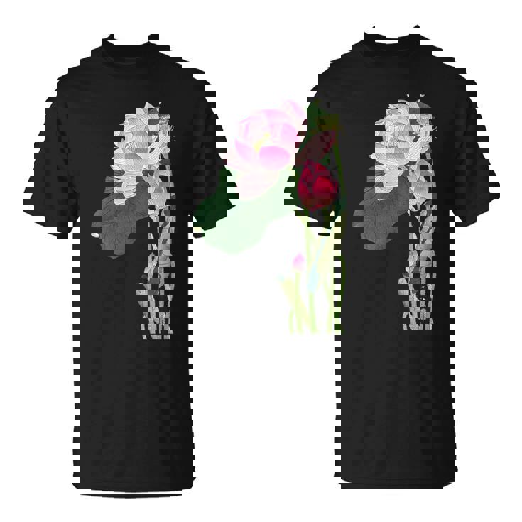 咲く蓮の花 蓮の花 ハス ヴィンテージ 日本美術 小原古邨 新版画 Tシャツ