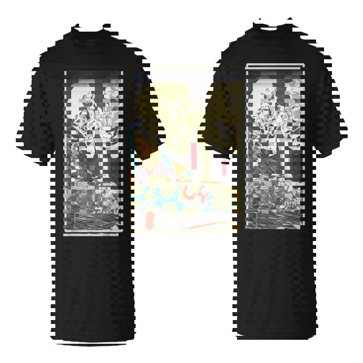 善知鳥安方忠義伝 歌川国芳 国芳スケルトンスペクター日本の浮世絵アートプリント Tシャツ