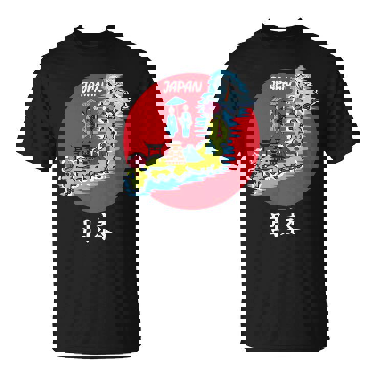 地図舞妓 日本のお土産 長袖tシャツ Tシャツ