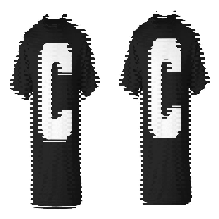 大文字 C アルファベット モノグラム イニシャル Tシャツ