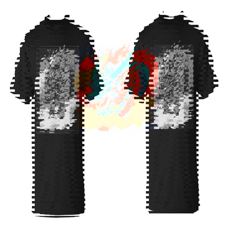 大胆でクールな外観の素晴らしい日本のドラゴン。 Tシャツ
