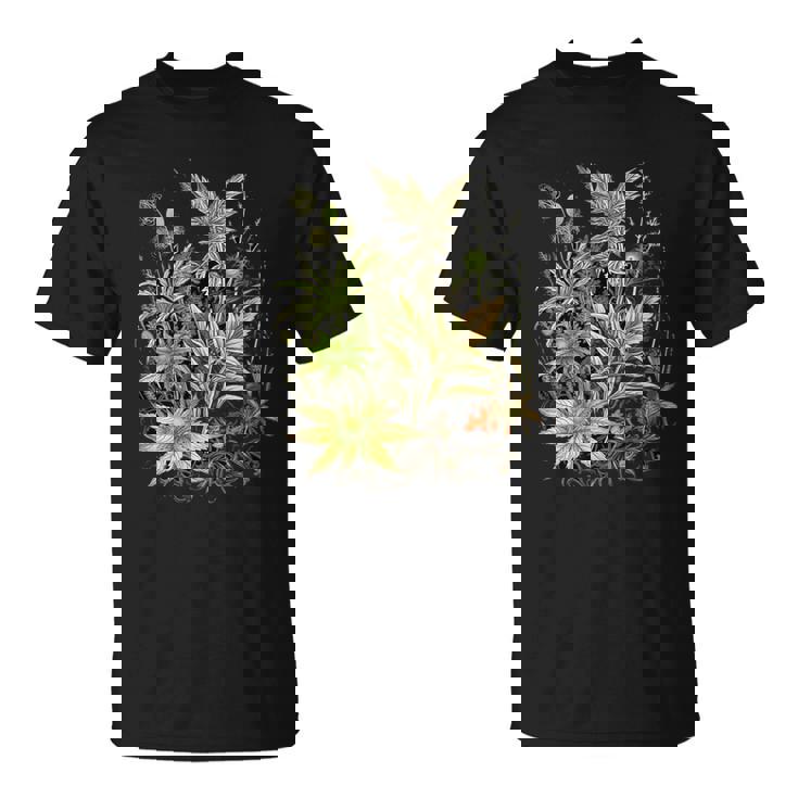 大麻植物とつぼみ 420 草 麻 サティバ インディカ ポットヘッド Tシャツ