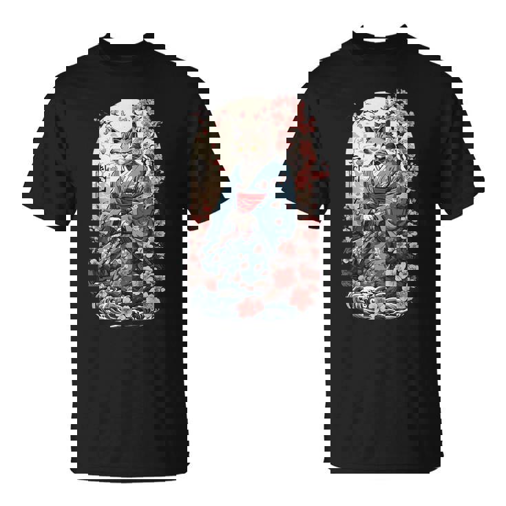 妖怪猫 着物美桜風 Tシャツ