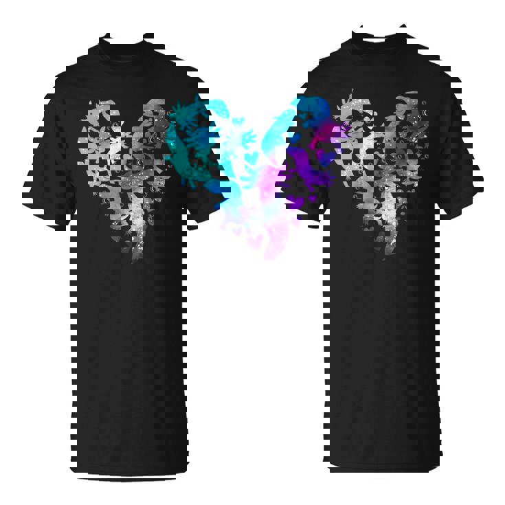 宇宙 ウーパールートル かわいいウーパールーパー ハート 水彩 ウーパールーパー Tシャツ