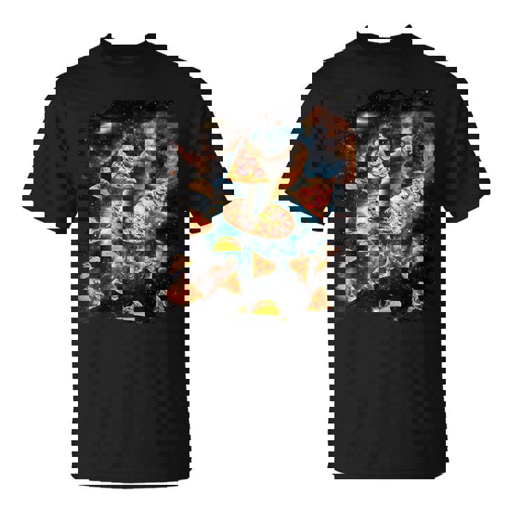 宇宙でピザタコスを食べるギャラクシーナマケモノ Tシャツ