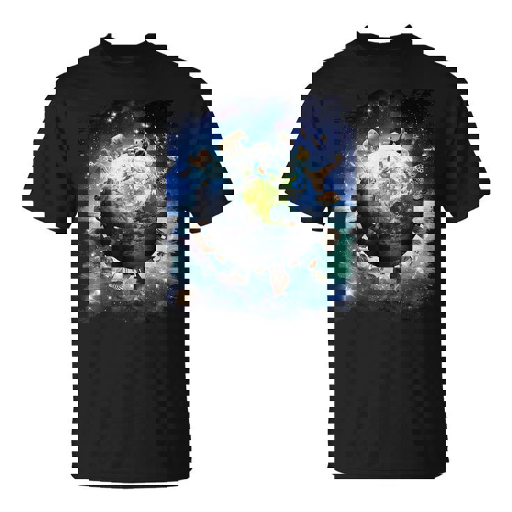 宇宙地球動物グループシーン Tシャツ
