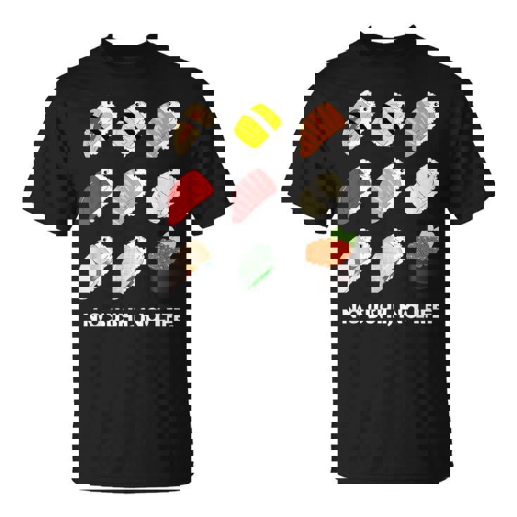 寿司 なしの人生なし たまご サーモン まぐろ ホタテ いくら Tシャツ