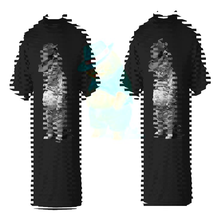 帽子をかぶった面白い太った猫 Ia アート デザイン太った子猫猫愛好家 Tシャツ