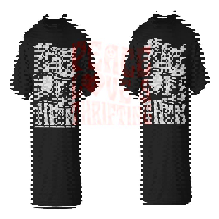 平和の愛と倹約心と平和のシンボル。 Tシャツ