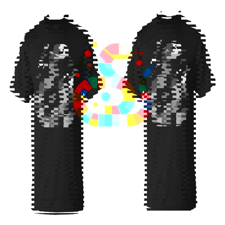 幾何学的 ミニマリズム イラスト ガーター 蛇 爬虫類 Tシャツ